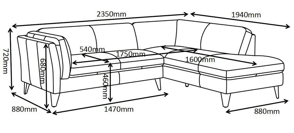 ECKSOFA SERA Braun Echtleder Lederlook  - Dunkelbraun/Braun, Design, Leder/Holz (235/194cm) - Livetastic