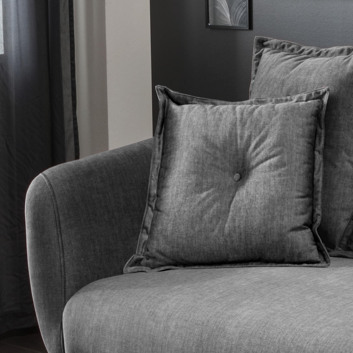 3-SITZER-SOFA in Velours Grau  - Buchefarben/Grau, Modern, Holz/Textil (236/94/103cm) - Livetastic