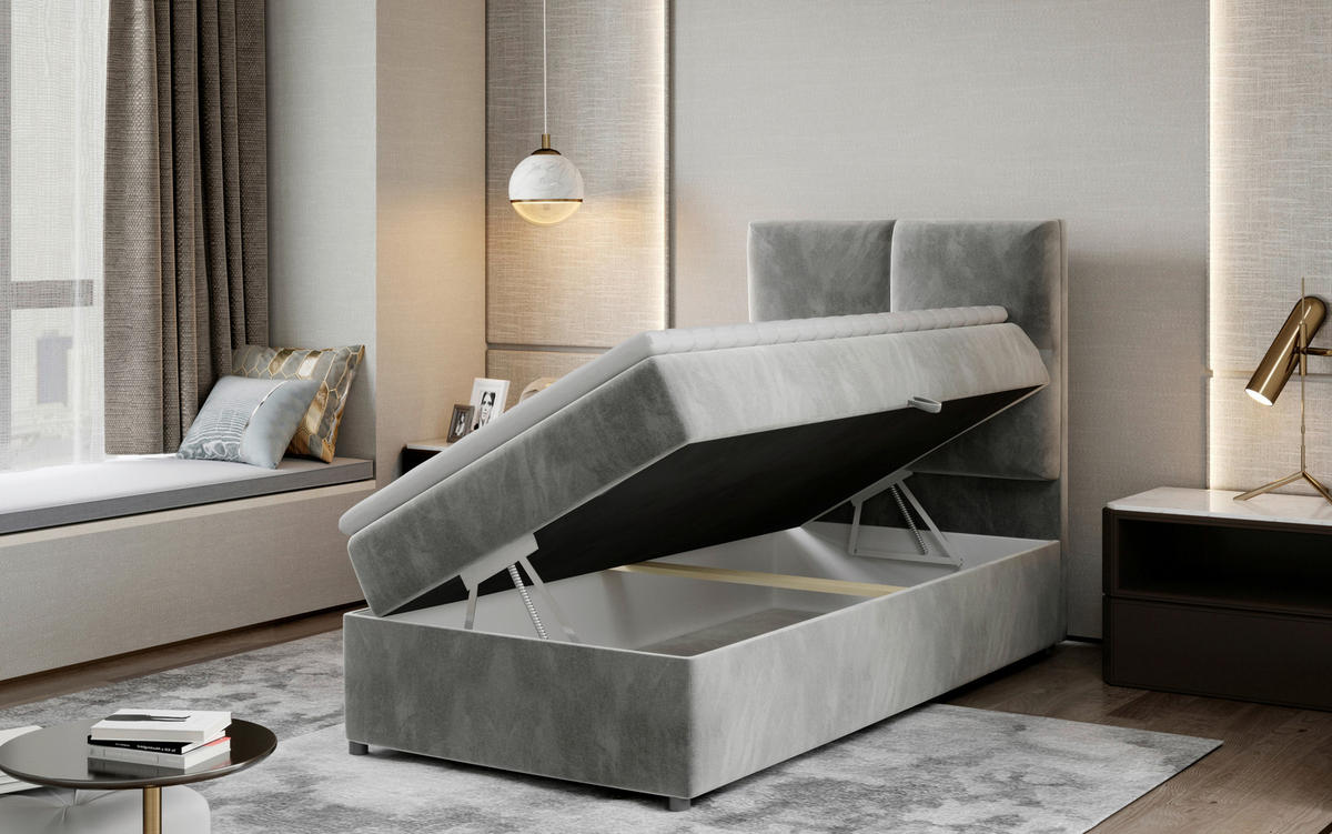 BOXBETT 90/200 cm  in Beige  - Beige/Silberfarben, Modern, Holz/Kunststoff (90/200cm) - MID.YOU