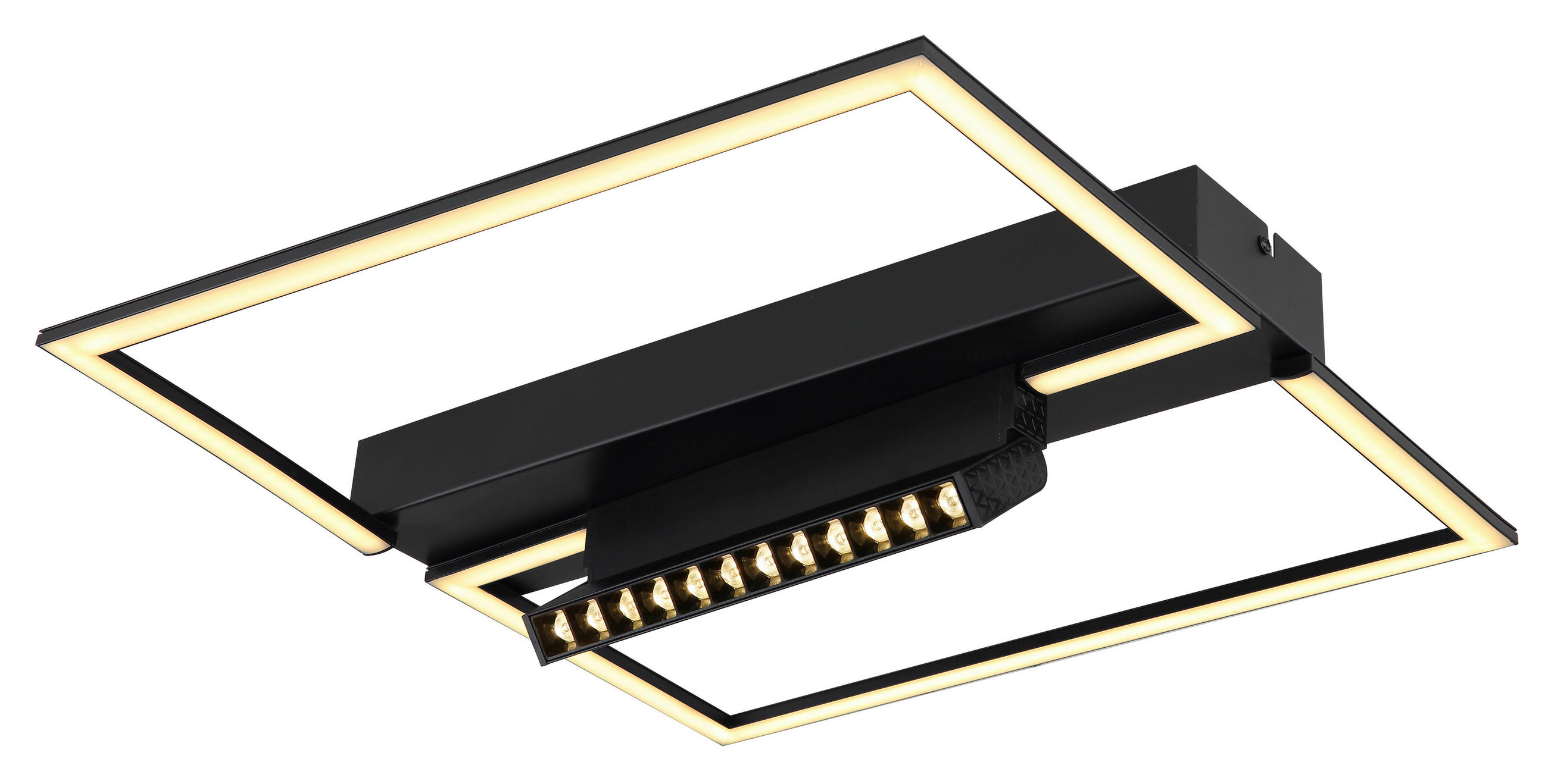 LED-DECKENLEUCHTE 42/42/11 cm   - Opal/Schwarz, Design, Kunststoff/Metall (42/42/11cm) - Globo