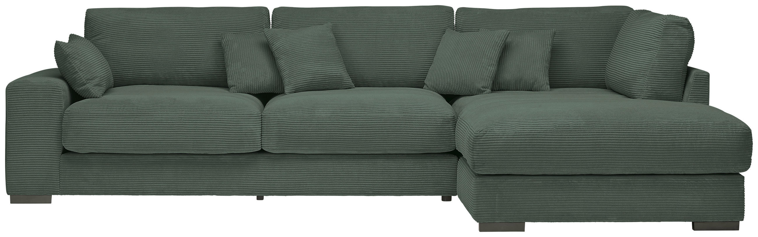 ECKSOFA in Cord Waldgrün  - Waldgrün/Schwarz, Design, Kunststoff/Textil (340/205cm) - Lomoco