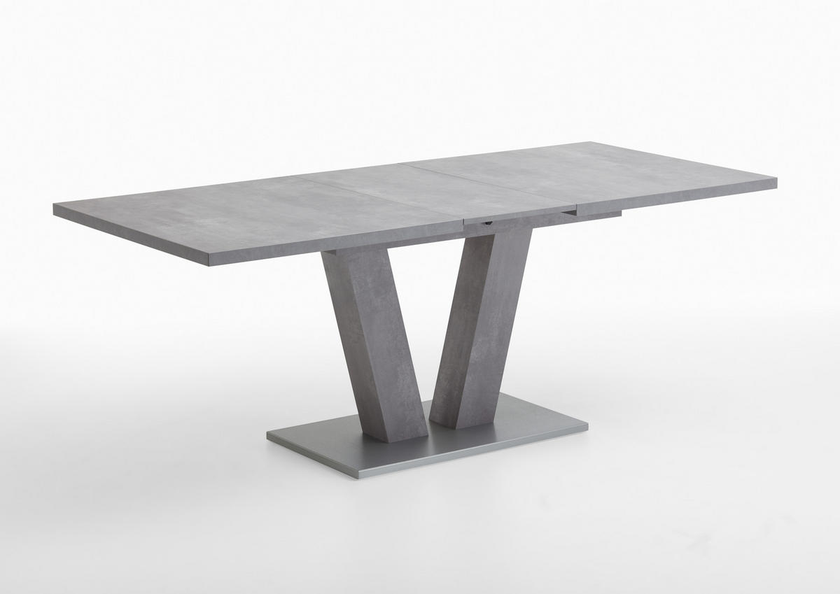 ESSTISCH rechteckig Grau  - Edelstahlfarben/Grau, Design, Holzwerkstoff (160-200/90/76cm) - Valdera