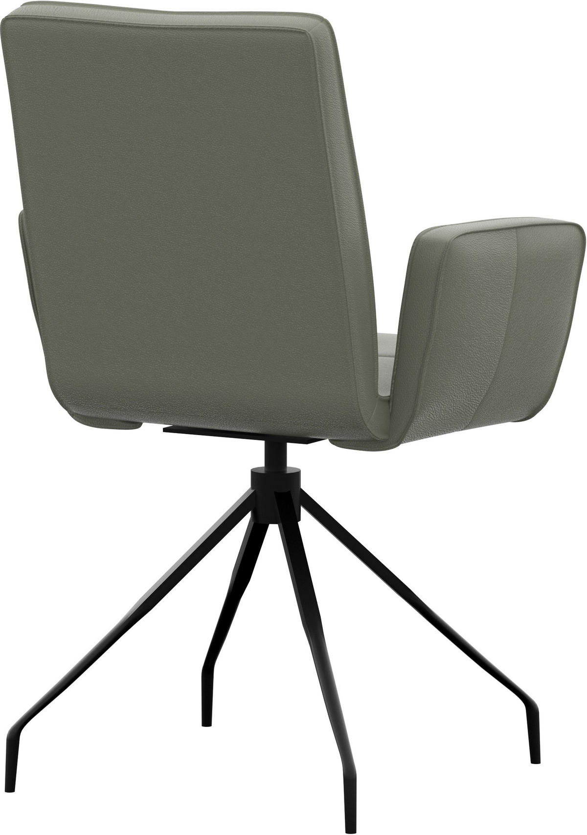 ARMLEHNSTUHL  in Stahl Echtleder pigmentiert  - Schwarz/Graugrün, Design, Leder/Metall (65/91/58cm) - Moderano