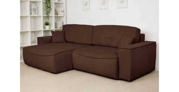 ECKSOFA Dunkelbraun Cord  - Dunkelbraun/Schwarz, KONVENTIONELL, Kunststoff/Textil (148/265cm) - Carryhome