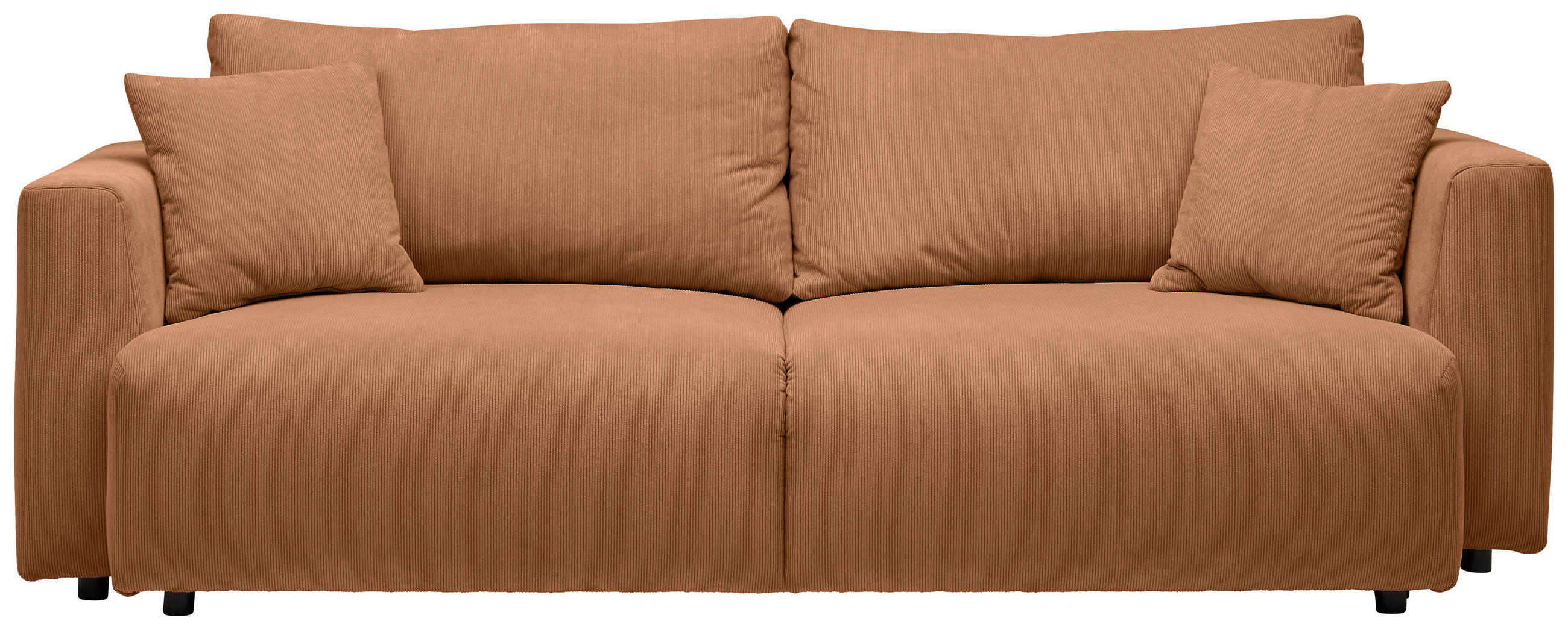 SCHLAFSOFA  mit Stoffauswahl, Schlafen auf Sitzhöhe, Rücken echt Cord Rostfarben  - Rostfarben/Schwarz, Design, Kunststoff/Textil (250/92/105cm) - Carryhome