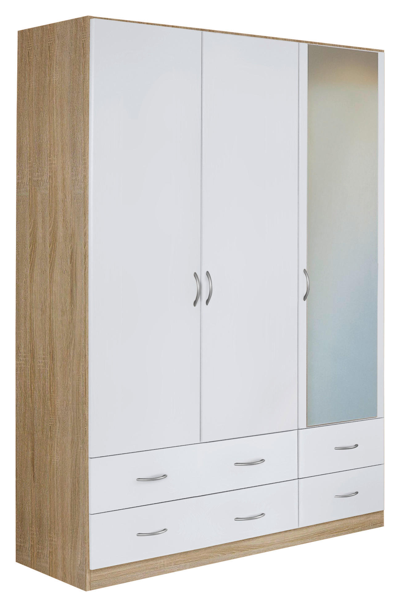 DREHTÜRENSCHRANK 136/197/54 cm 3-türig  - Silberfarben/Weiß, Design, Holzwerkstoff/Kunststoff (136/197/54cm) - Boxxx