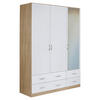 DREHTÜRENSCHRANK in Weiss, Sonoma Eiche  - Weiss/Silberfarben, Design, Holzwerkstoff/Kunststoff (136/197/54cm) - Boxxx