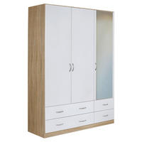 DREHTÜRENSCHRANK in Weiss, Sonoma Eiche  - Weiss/Silberfarben, Design, Holzwerkstoff/Kunststoff (136/197/54cm) - Boxxx
