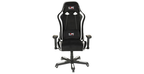 GAMINGSTUHL in Lederlook, Mikrofaser Schwarz, Weiß - Schwarz/Weiß, Design, Kunststoff/Textil (72/128-138/72cm) - Xora