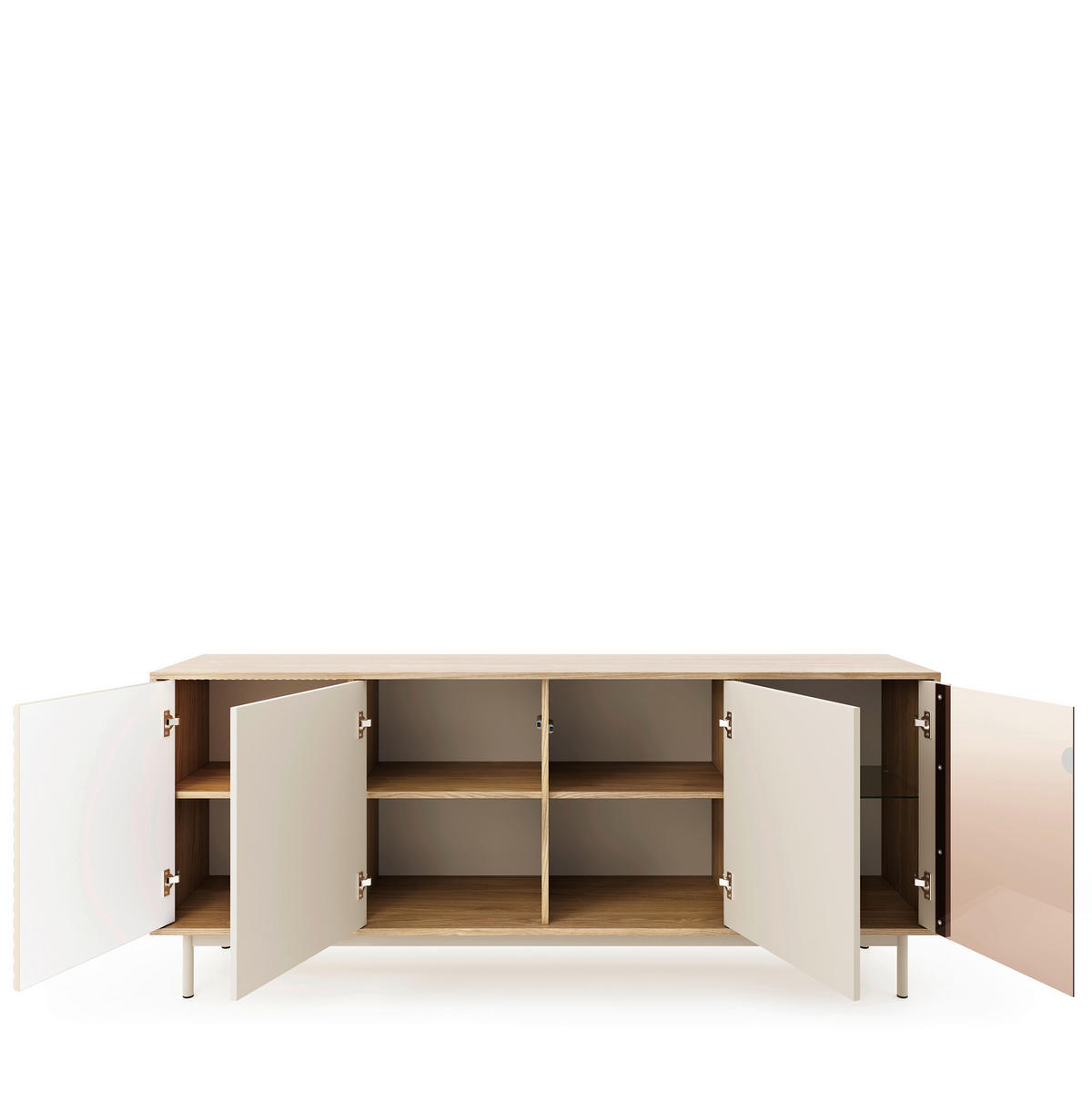 SIDEBOARD  184,1/77,1/40 cm  - Kaschmir/Eichefarben, MODERN, Glas/Holzwerkstoff (184,1/77,1/40cm) - home24