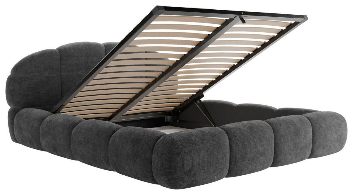 POLSTERBETT 180/200 cm,  in Anthrazit, gepolstertes Kopfteil, Lattenrost, Bettkasten,  - Anthrazit/Schwarz, Design, Holz/Textil (180/200cm) - Chameo