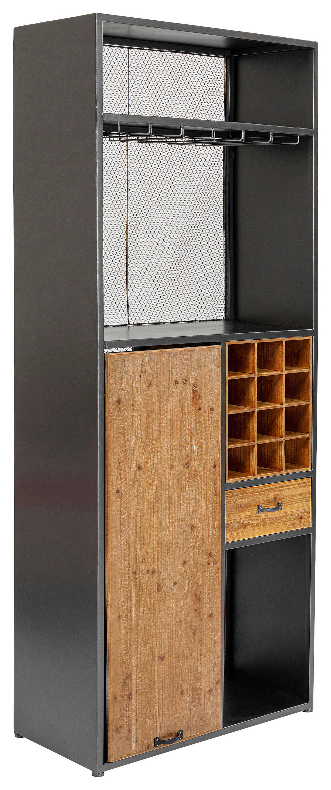 BARSCHRANK Tanne massiv Grau, Naturfarben  - Naturfarben/Grau, Design, Holz/Metall (80/201/38-134,5cm) - Kare-Design