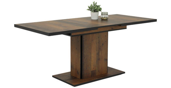 ESSTISCH 120-160/80/76 cm Nachbildung  Holzwerkstoff ausziehbar, Variantenauswahl rechteckig Schwarz, Dunkelbraun  - Dunkelbraun/Schwarz, KONVENTIONELL, Holzwerkstoff (120-160/80/76cm) - Carryhome