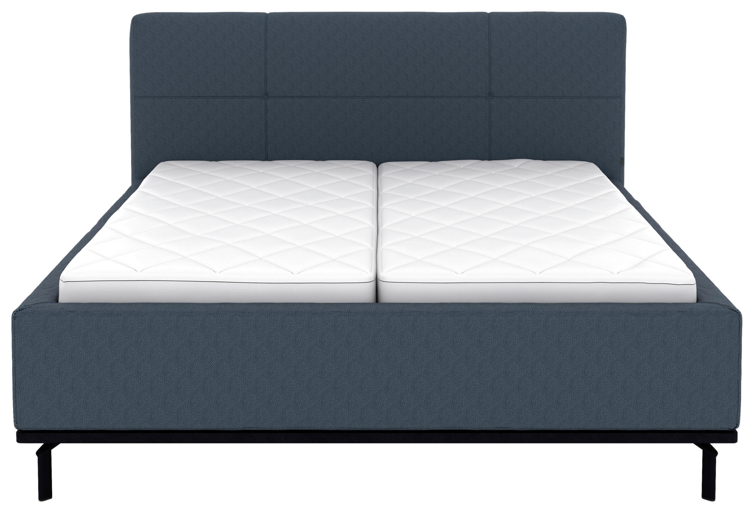 Thumbnail - Musterring Polsterbett, Dunkelblau, Textil, Birke, Buche, massiv, H2 + H3, Höhe ca. 20 cm, 180x200 cm, atmungsaktiv,in v...