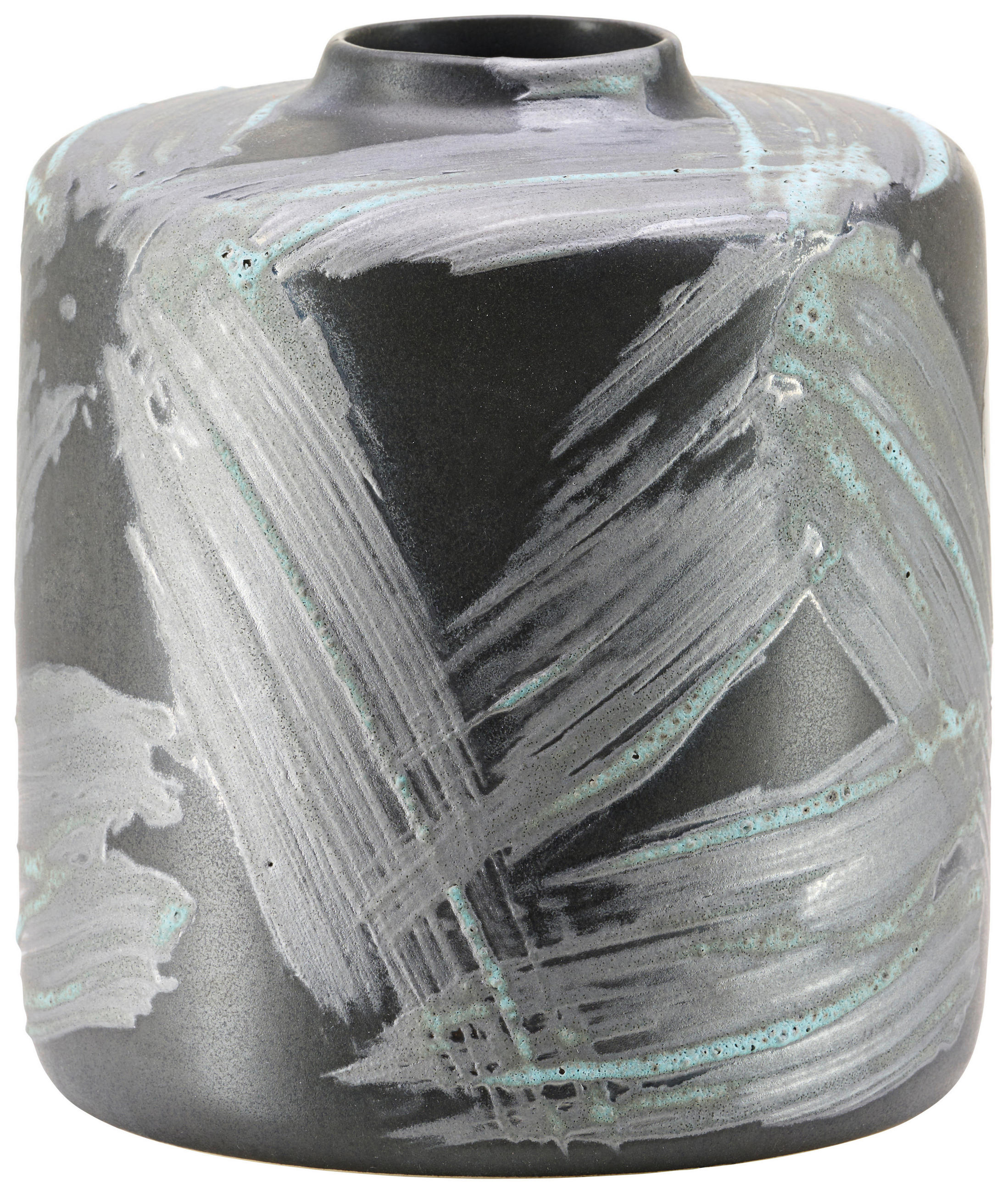 VASE 18 cm  - Schwarz/Grau, Trend, Stein (16,00/18,00cm)