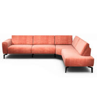 ECKSOFA Cosy Rosa Samt  - Schwarz/Rosa, Design, Textil/Metall (296/213cm) - SENSOO