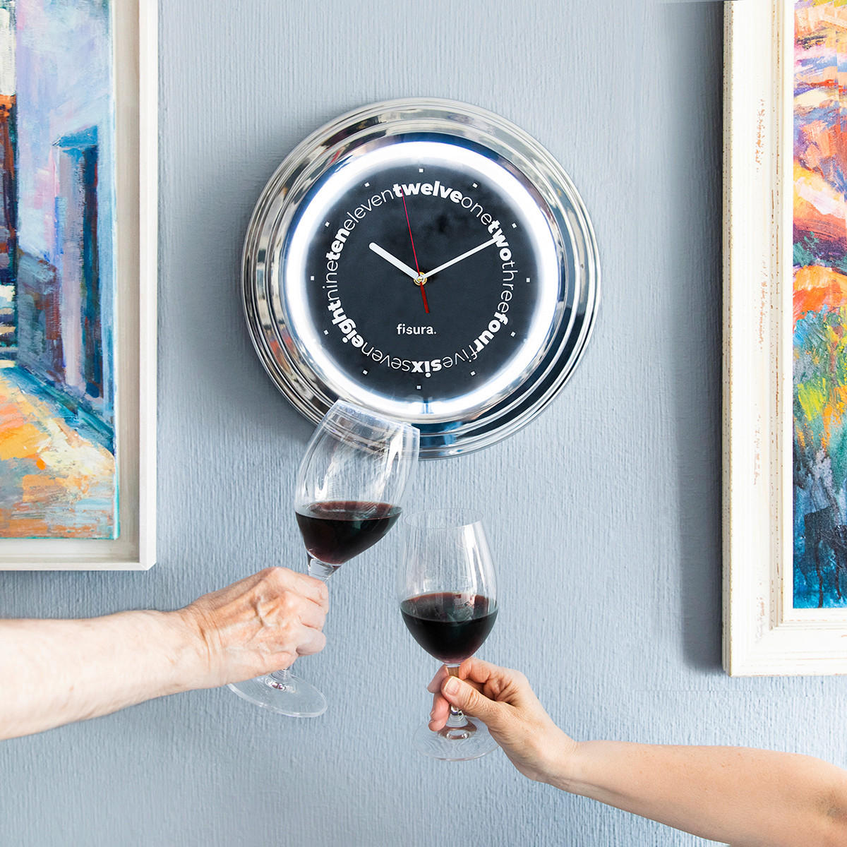 UHR Rot, Schwarz, Weiß  - Rot/Schwarz, Basics, Glas/Kunststoff (43/42/9cm)