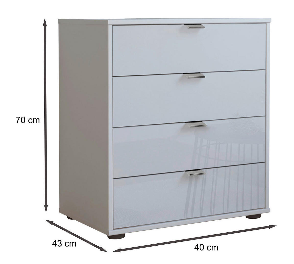 KOMMODE  in 40/70/43 cm  - Chromfarben/Schwarz, KONVENTIONELL, Glas/Holzwerkstoff (40/70/43cm) - Dieter Knoll