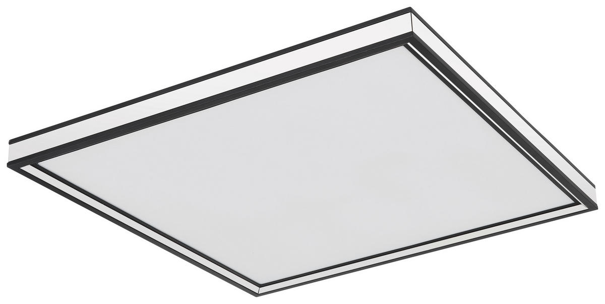 STROPNÉ LED SVIETIDLO, 45/45/8 cm - čierna/opálová, Basics, kov/plast (45/45/8cm)