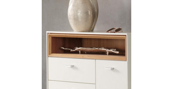 SCHUHSCHRANK 83/90/35 cm - Eichefarben/Silberfarben, Design, Holzwerkstoff/Kunststoff (83/90/35cm) - Hom`in