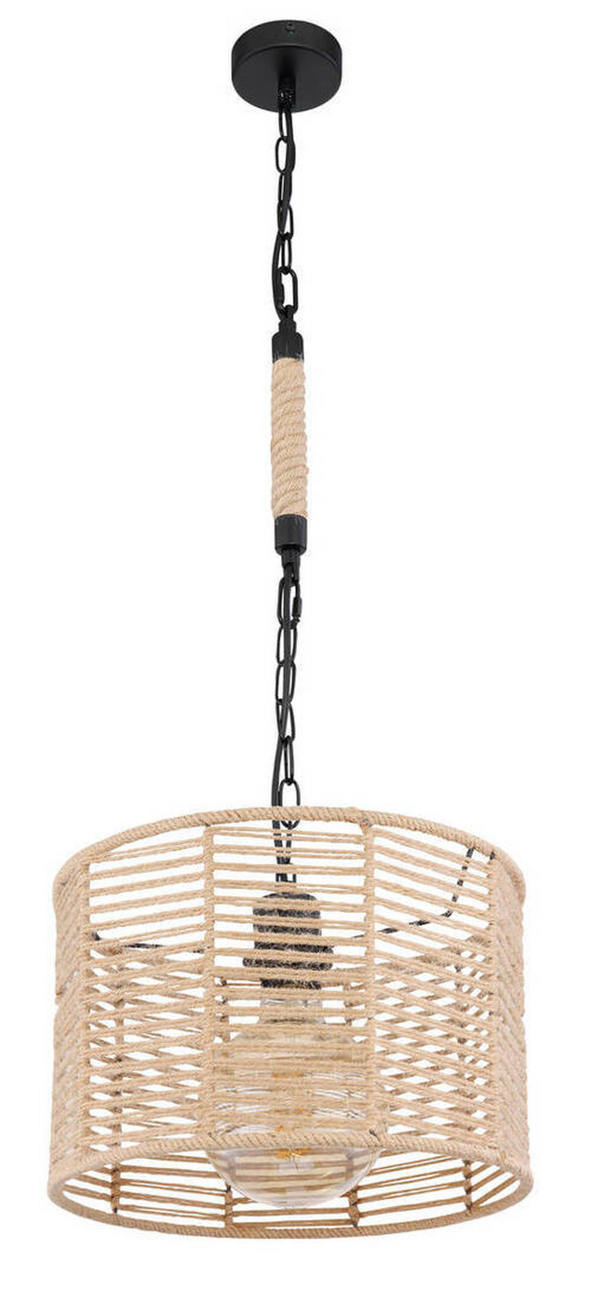 VISEČA SVETILKA        31/120 cm     60 W E27 - črna/rjava, Romantika, kovina/naravni materiali (31/120cm)