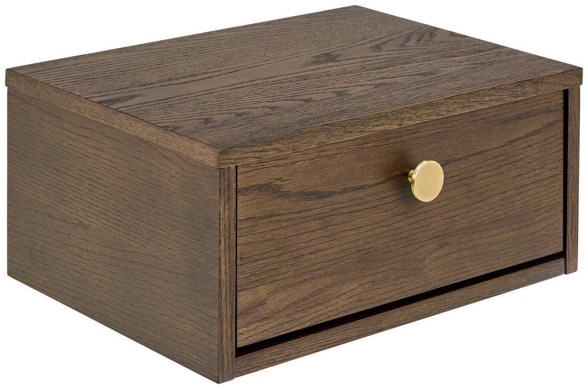 NACHTTISCH 40/18/30 cm  in furniert Eiche dunkel  - Eiche dunkel/Goldbraun, Modern, Holzwerkstoff/Metall (40/18/30cm) - MID.YOU