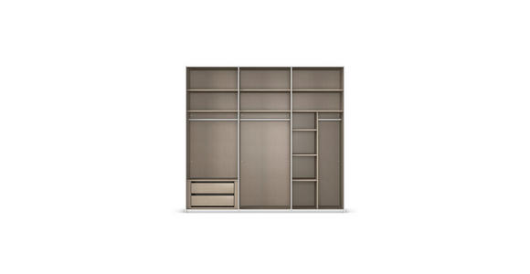 SCHWEBETÜRENSCHRANK 242/223/68 cm 3-türig Grau, Weiß - Chromfarben/Weiß, KONVENTIONELL, Glas/Holzwerkstoff (242/223/68cm) - Novel
