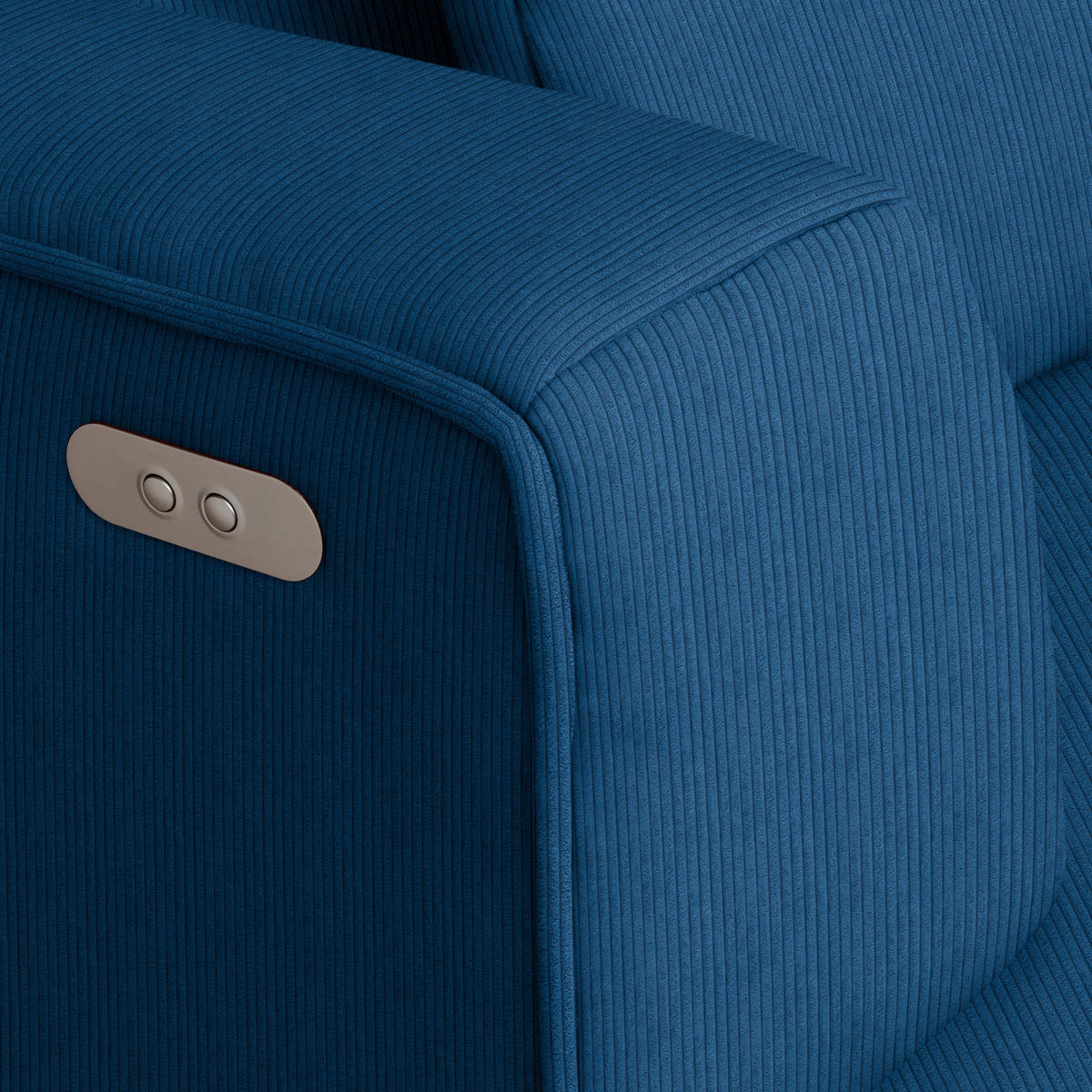 ECKSOFA Feincord Royalblau  - Royalblau/Schwarz, Design, Kunststoff/Textil (188/288cm) - Welnova