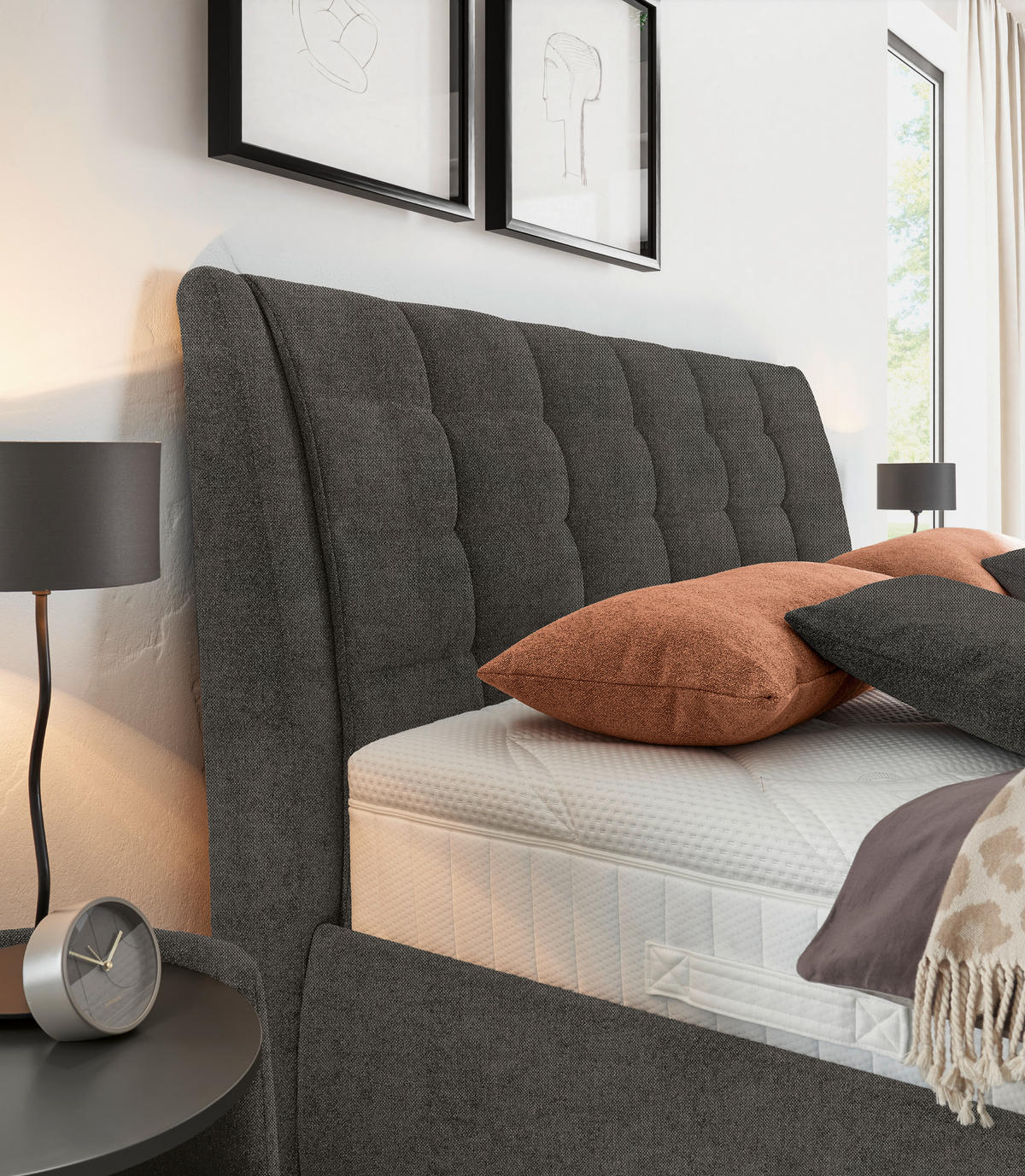 POLSTERBETT 180/200 cm  Graubraun  - Weiss/Graubraun, Design, Holz/Holzwerkstoff (180/200cm) - Dieter Knoll