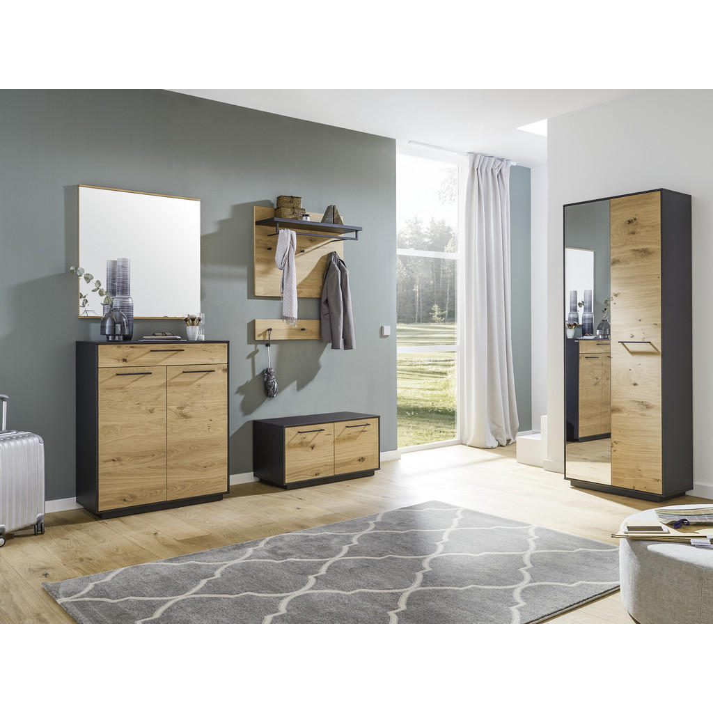 Thumbnail - Dieter Knoll Garderobe, Holz, 7-teilig, Balkeneiche, furniert, 275x193x40 cm, Goldenes M, Made in Germany, DGM-Klimapakt...