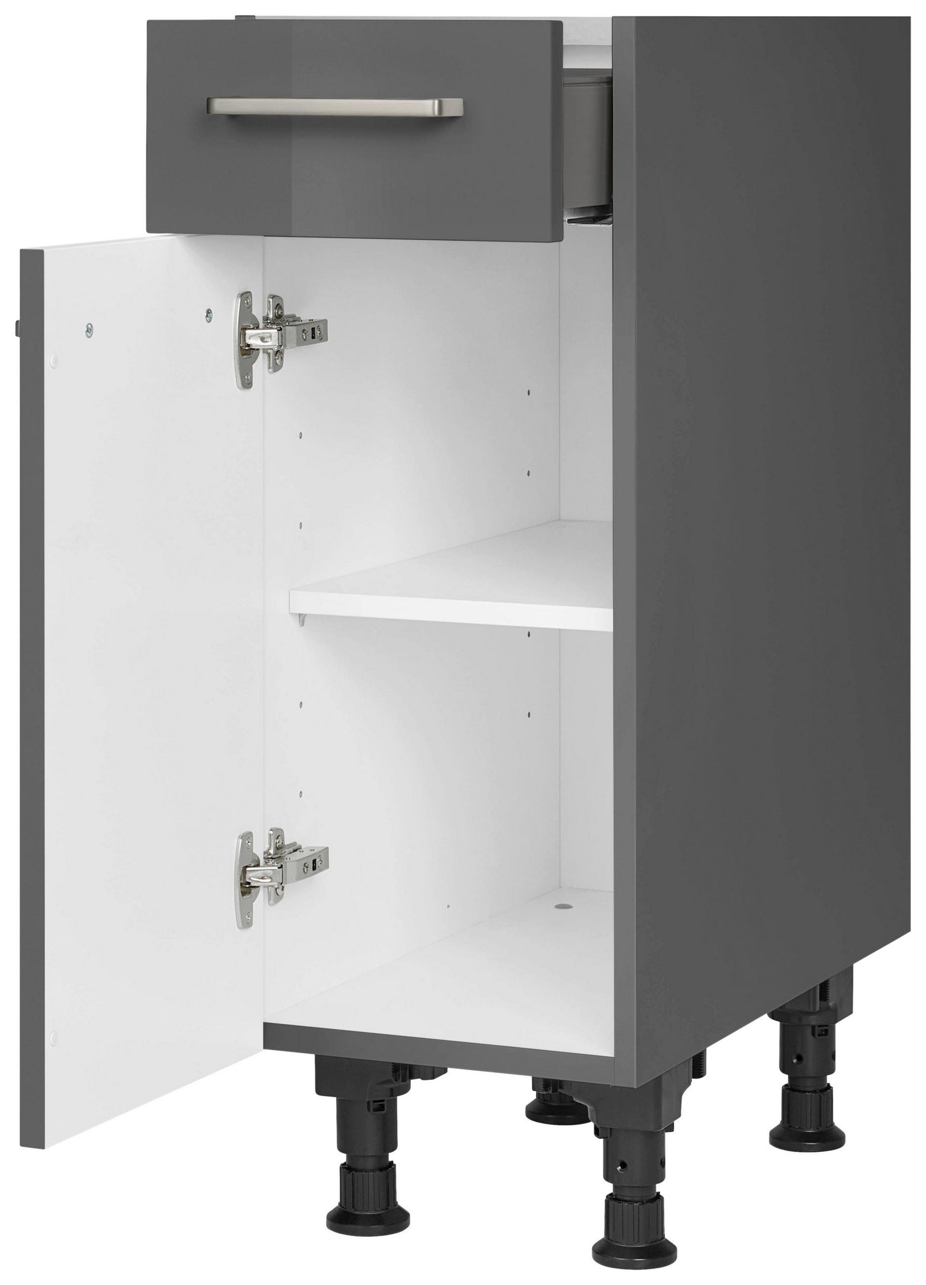 SCHUBKASTENUNTERSCHRANK 30/87/56 cm  in Schieferfarben  - Schieferfarben/Edelstahlfarben, MODERN, Holzwerkstoff/Metall (30/87/56cm) - Nobilia