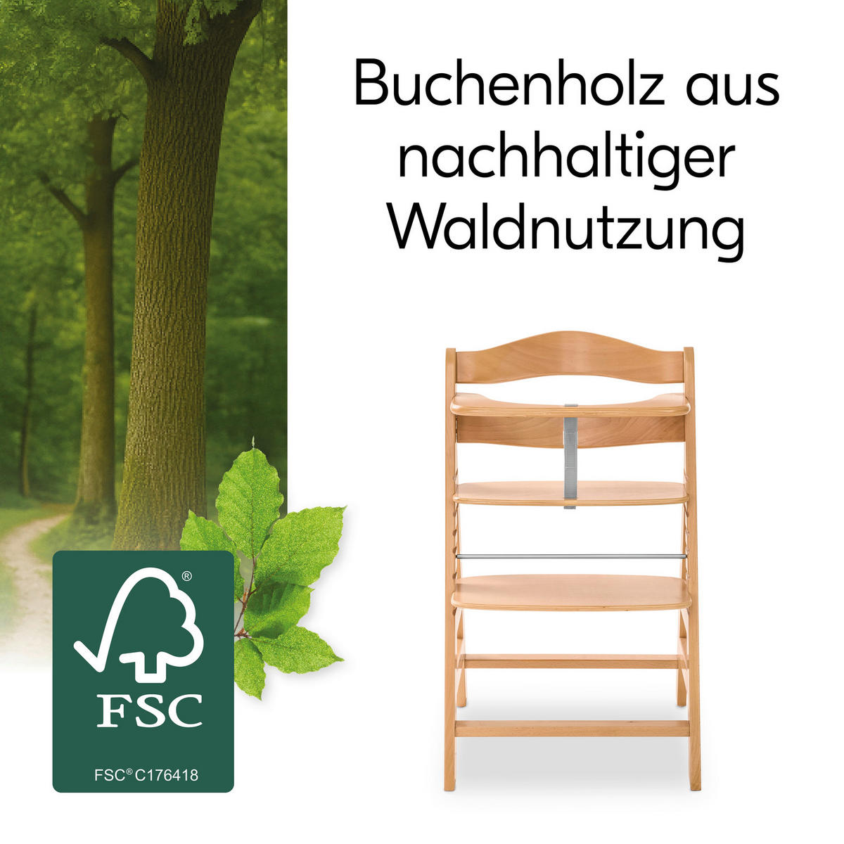 KOMBIHOCHSTUHL Alpha Newborn Set Pro  - Hellbraun/Hellgrau, Basics, Holz/Textil (50/103,5/67cm) - Hauck