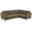 ECKSOFA Olivgrün Flachgewebe  - Eichefarben/Olivgrün, Design, Holz/Textil (238/186cm) - Valnatura