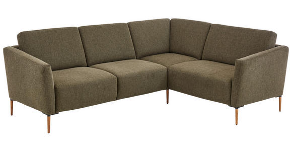 ECKSOFA Olivgrün Flachgewebe - Eichefarben/Olivgrün, Design, Holz/Textil (238/186cm) - Valnatura