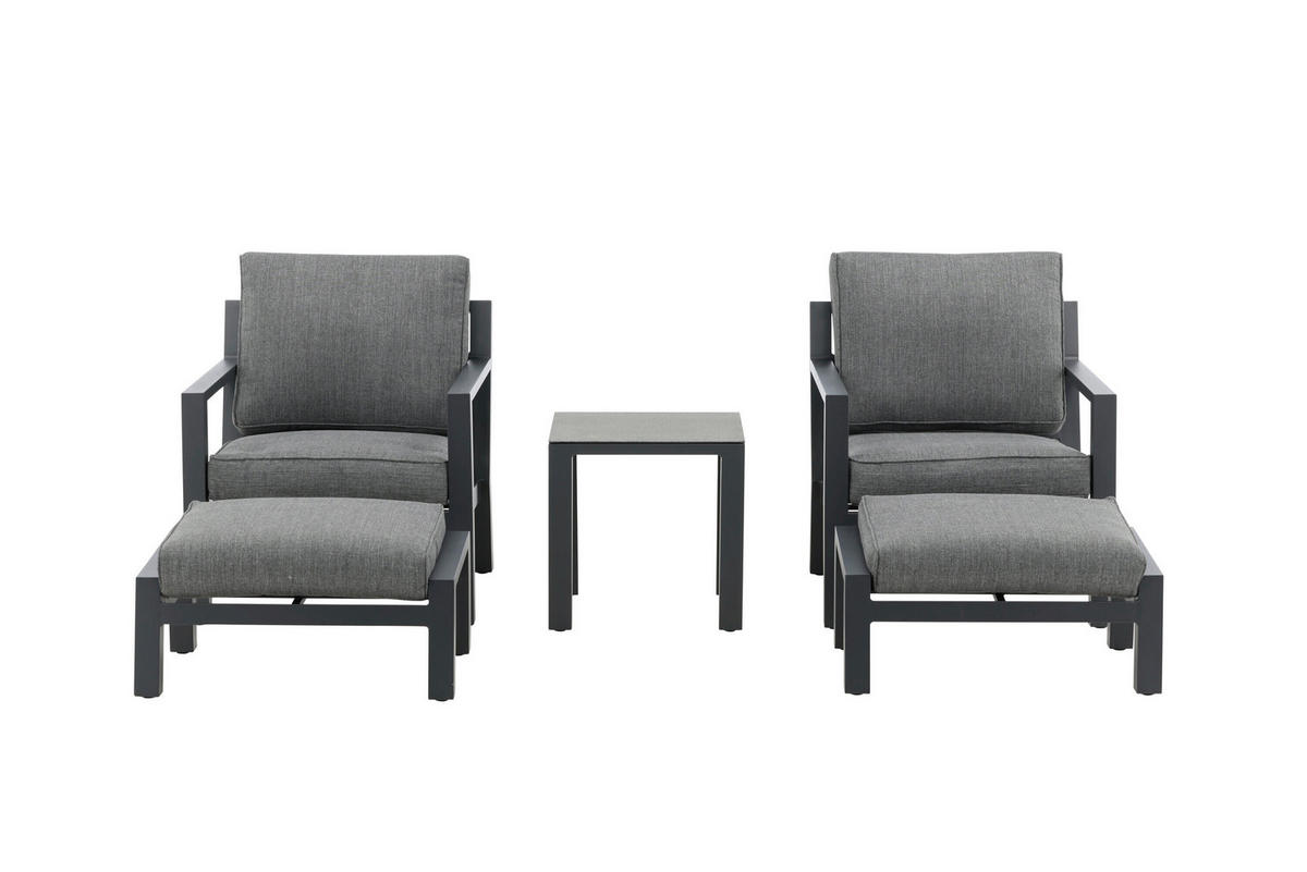 LOUNGEGRUPP aluminium  - grå/svart, Modern, metall/textil (75/77/87cm) - Gardenson