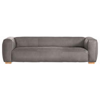 BIGSOFA Echtleder Grau  - Buchefarben/Grau, KONVENTIONELL, Leder/Holz (255/70/110cm) - Hom`in
