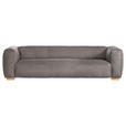 BIGSOFA  in Echtleder Grau  - Buchefarben/Grau, KONVENTIONELL, Leder/Holz (255/70/110cm) - Carryhome