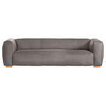 BIGSOFA  in Echtleder Grau  - Buchefarben/Grau, KONVENTIONELL, Leder/Holz (255/70/110cm) - Carryhome