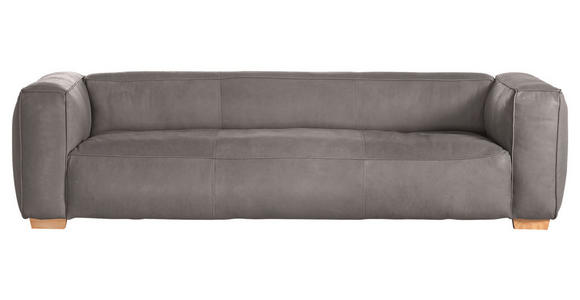 BIGSOFA  in Echtleder Grau  - Buchefarben/Grau, KONVENTIONELL, Leder/Holz (255/70/110cm) - Carryhome