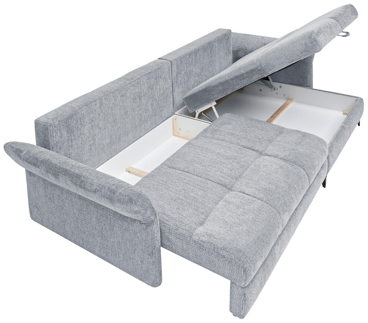 ECKSOFA in Chenille  - Schwarz, Konventionell, Textil/Metall (291/153cm) - Hom`in