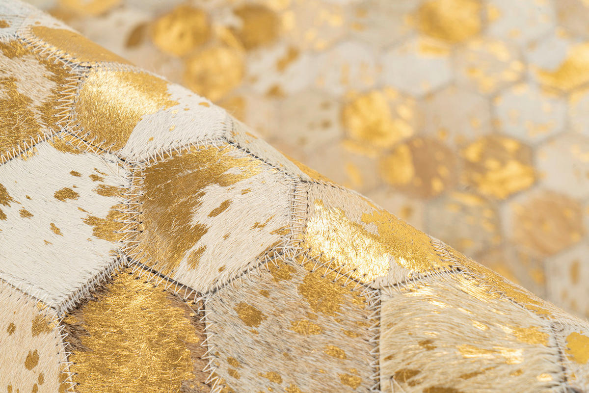 KOŽENÝ KOBEREC, 160/230 cm, zlatá - zlatá, Konventionell, koža/textil (160/230cm)