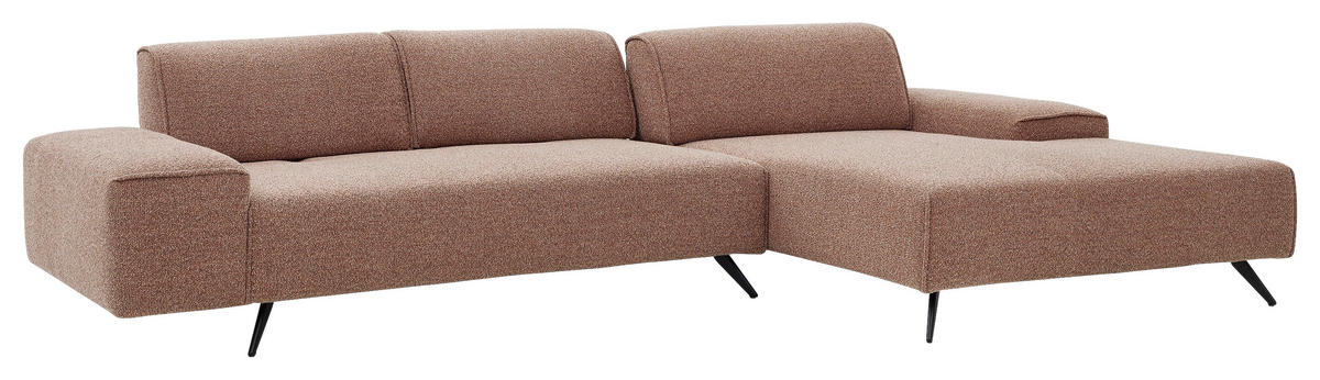 ECKSOFA Rotbraun Flachgewebe  - Rotbraun/Schwarz, Design, Textil/Metall (312/180cm) - Musterring