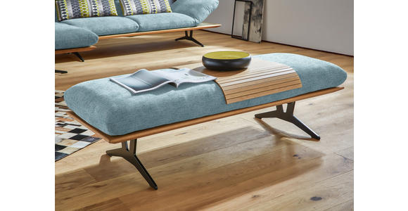 HOCKERBANK in Holz, Textil Hellblau - Schwarz/Hellblau, Design, Holz/Textil (150/43/60cm) - Dieter Knoll