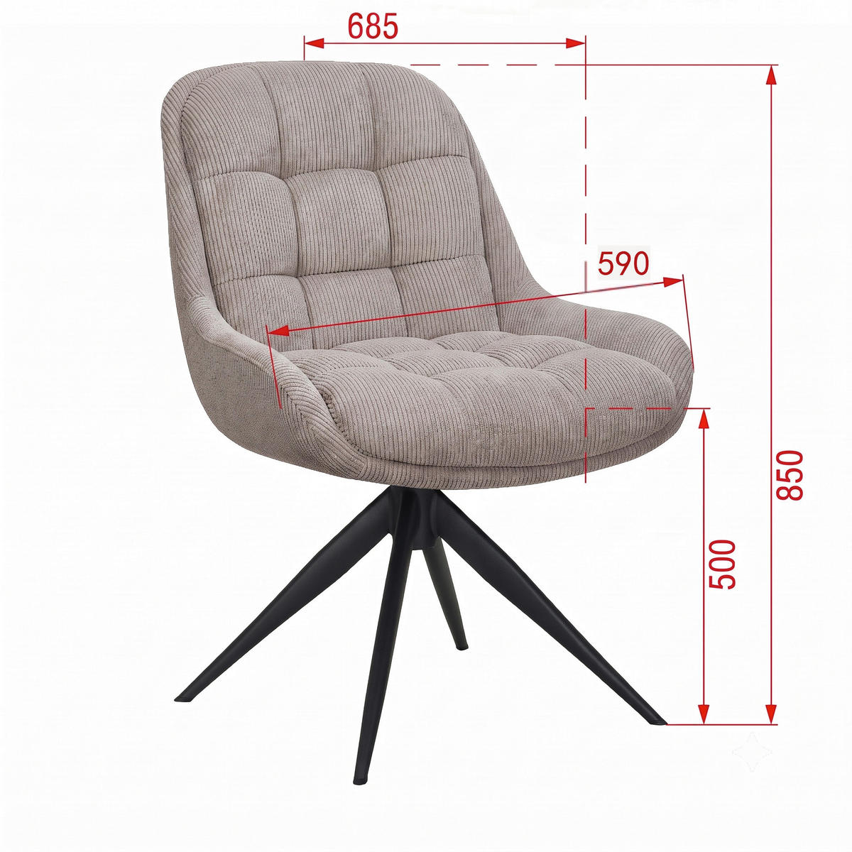 STUHL - Taupe/Schwarz, Design, Textil/Metall (58/85/70cm) - Johann Jakob