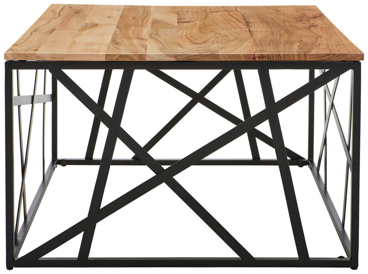 KONFERENČNÍ STOLEK, černá, barvy akácie, dřevo, kov, 70/43/70 cm - černá/barvy akácie, Design, kov/dřevo (70/43/70cm) - Livetastic