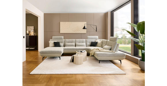 WOHNLANDSCHAFT Beige Chenille  - Beige/Schwarz, Design, Textil/Metall (190/352/243cm) - Dieter Knoll