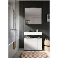 KOPALNICA  bela, bela, visoki sijaj  - črna/bela, Moderno, umetna masa/leseni material (82cm) - MID.YOU
