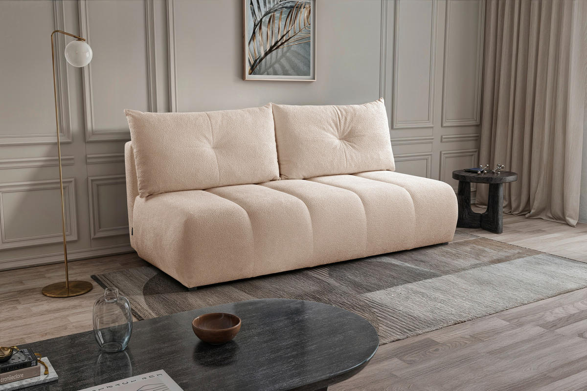 SCHLAFSOFA  mit Bettkasten erhältlich, Bettfunktion erhältlich Struktur Beige  - Beige/Creme, Design, Holz/Textil (209/100/103cm) - MID.YOU