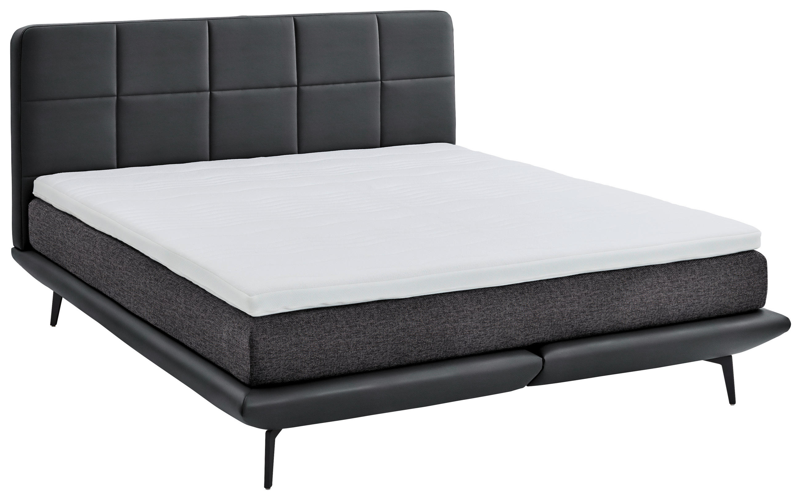 BOXSPRINGBETT 160/200 cm  in Anthrazit, Grau  - Anthrazit/Schwarz, Design, Textil/Metall (160/200cm) - Beldomo - Sleep