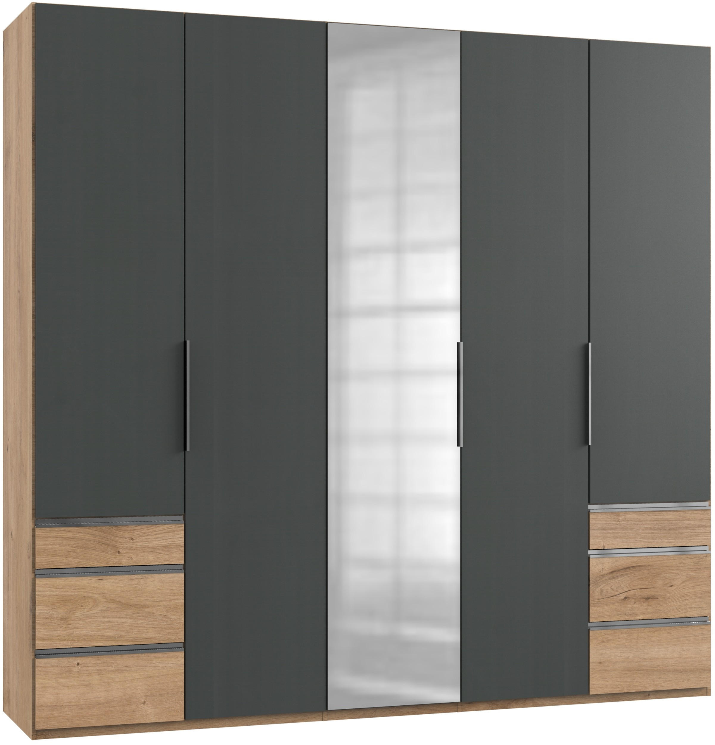 DREHTÜRENSCHRANK 250/236/58 cm 5-türig Graphitfarben, Eichefarben  - Chromfarben/Eichefarben, MODERN, Holzwerkstoff (250/236/58cm) - MID.YOU